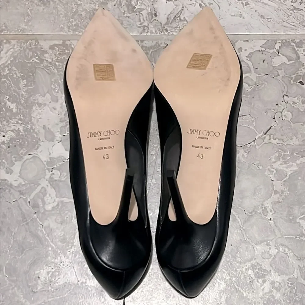 Jimmy Choo Love 85 Leather Mesh Pointed-Toe Pumps, New, Size 43 - Picture 9 of 16